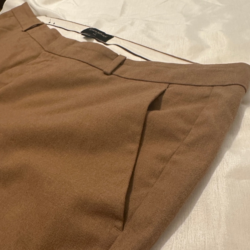 banana republic mid rise ryan flannel blend dark camel pants size 18